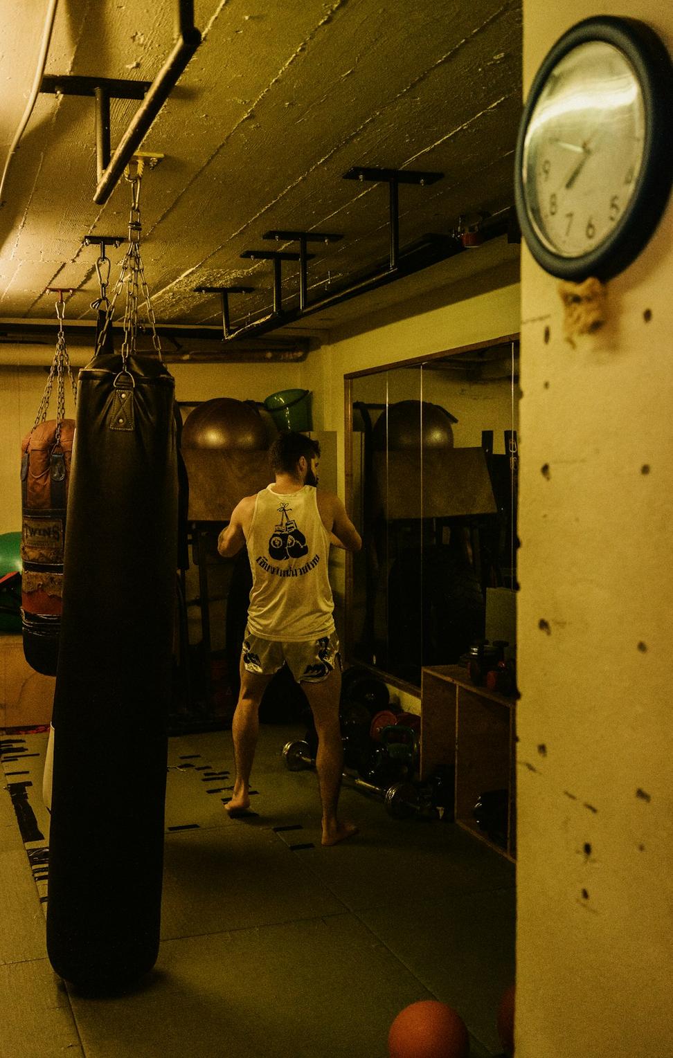 Heavy bag training area
